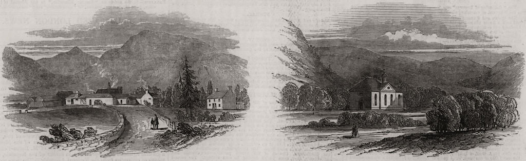 Deeside: The Lochnagar Distillery; the parish church of Crathie. Scotland 1848